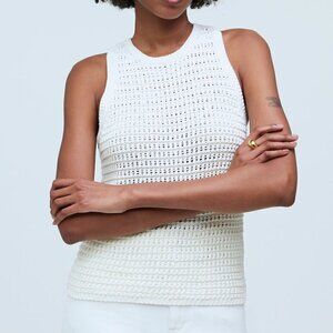 Madewell Crochet-Knit Crewneck Sweater Tank Bright Ivory Size S